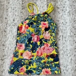 Lime ricki yellow floral swim top